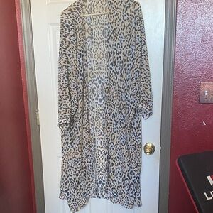 Leopard Print Long Duster Jacket
